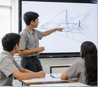 Students participating in an active science lesson